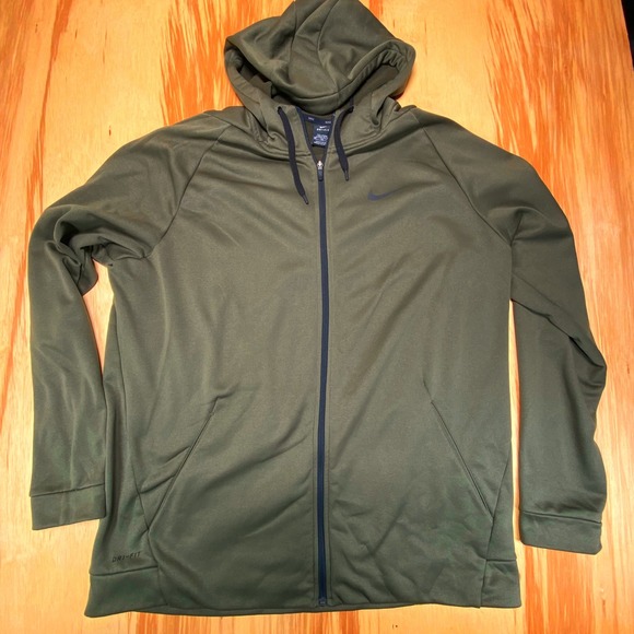 Nike Dri-FIT Full Zip Hoodie XXL Tall Olive Green Men's Athletic Jacket - Picture 1 of 6